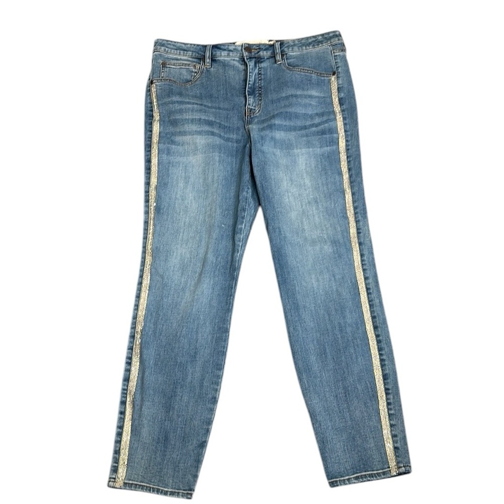 Sfot surrounding blue jean blinks side 5 pockets stretchy size 16